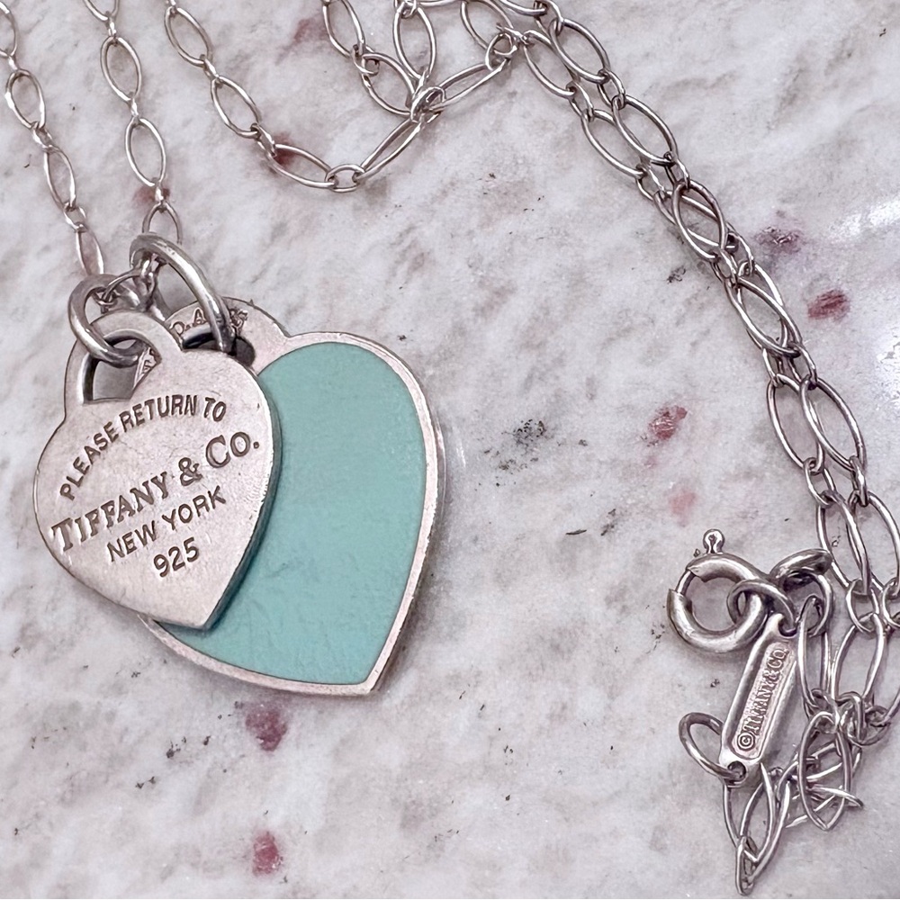 Tiffany & Co. Silver Necklace with XL Tiffany Blue Heart Pendant